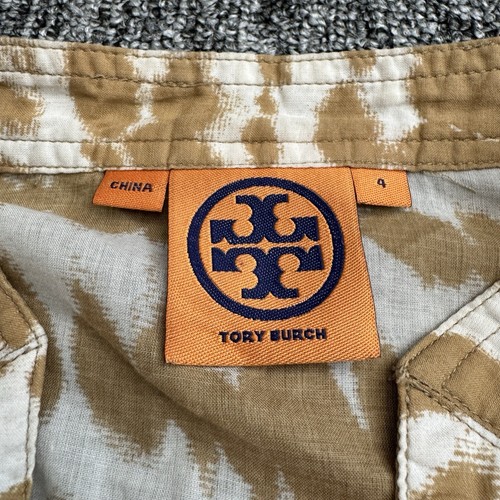 Tory Burch Top Damen klein senf Batik Pailletten verziert Bluse Tunika - Bild 4 von 9