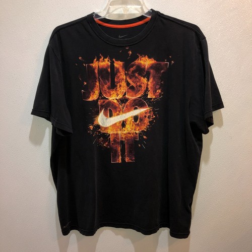 Nike Hombres Talla XXL Negro Dri Fit Flaming Just Do It Cuello Redondo Camiseta Gráfica Camiseta - Imagen 4 de 8