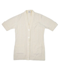 Vintage Cardigan Sweater Womens M Short Sleeve V Neck Acrylic Knit Granny