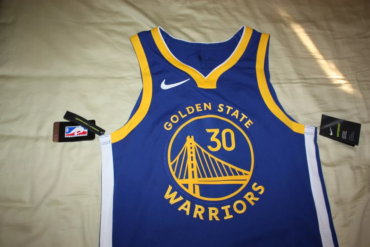 NIKE NBA GOLDEN STATE WARRIORS STEPHEN CURRY AUTHENTIC JERSEY BLUE Size 44 M