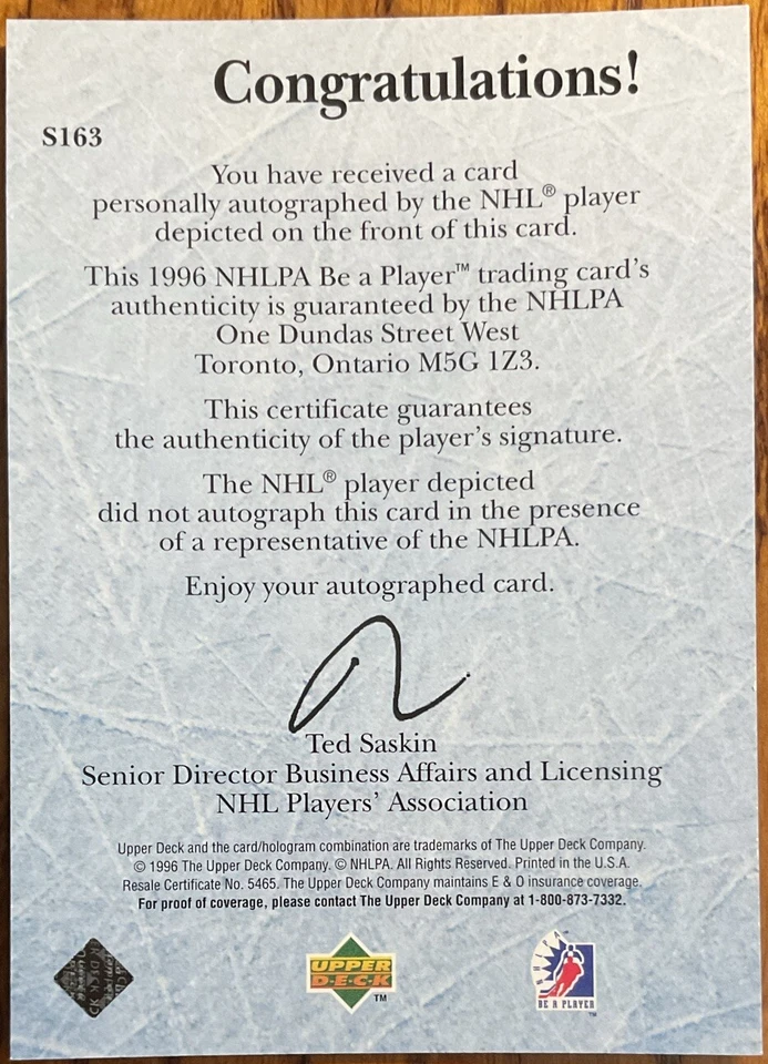 1995-96 Be A Player Autographs Rookie Quotebook Radek Dvorak #S163 - Image 2 of 2