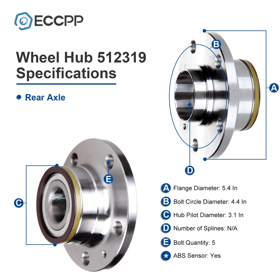 Cojinetes de cubo de rueda traseros de 2 piezas tracción delantera para Volkswagen CC GTI Beetle Jetta Passat Tiguan Foto 2 de 4