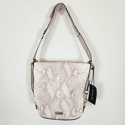Rachel Zoe NWT Livia Snakeskin Bucket Bag Open Natural