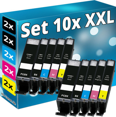 Kit 10 Cartucce XL Compatibili Canon PIXMA IP7200 IX6850 Kit 10 Cartucce XL Compatibili Per Stampanti Canon Pixma - Modelli IP7200, IX6850, MX725, MX925 E Altri Cartucce Hp 912 XL