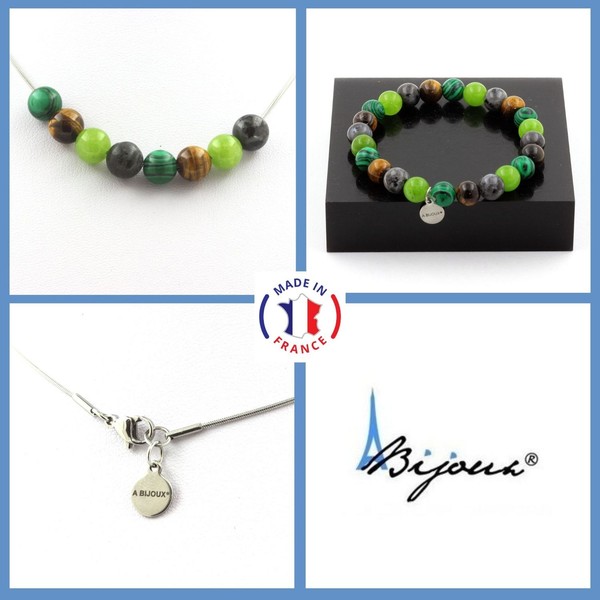 ParüRe Schmuck Armband Halskette Perlen Tigerauge+Peridot+GrößE Personna-image