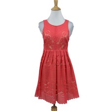 Free People Rocco Lace Dress Womens 0 Pink Sleeveless Lasercut Open Back Pleat