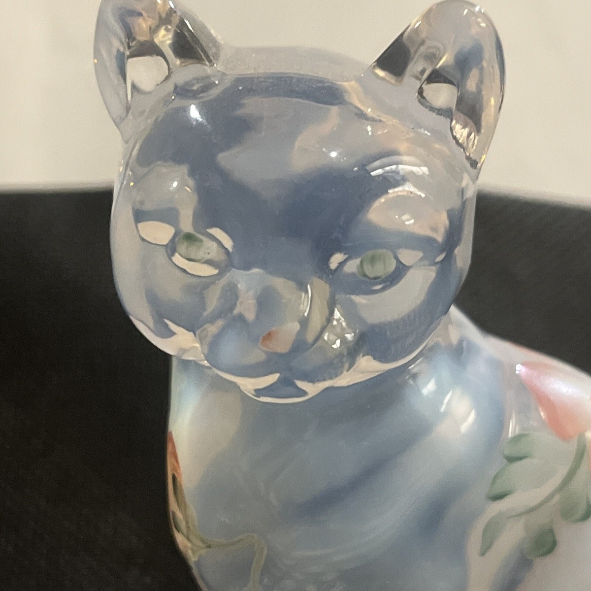 【希少品】FENTON CAT フェントン ガラス 置物　ワインレッド VTG Fenton Glass Shoe Hobnail Cat Head Red Orange Unmarked