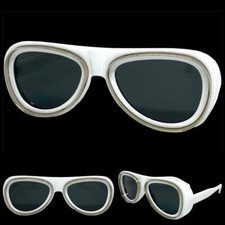 Men or Women Classic Vintage Retro Style SUN GLASSES Thick White Frame Dark Lens