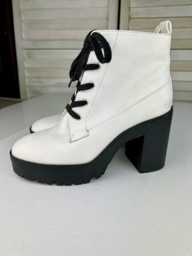Forever 21 White Platform High Top Combat Boots Sh