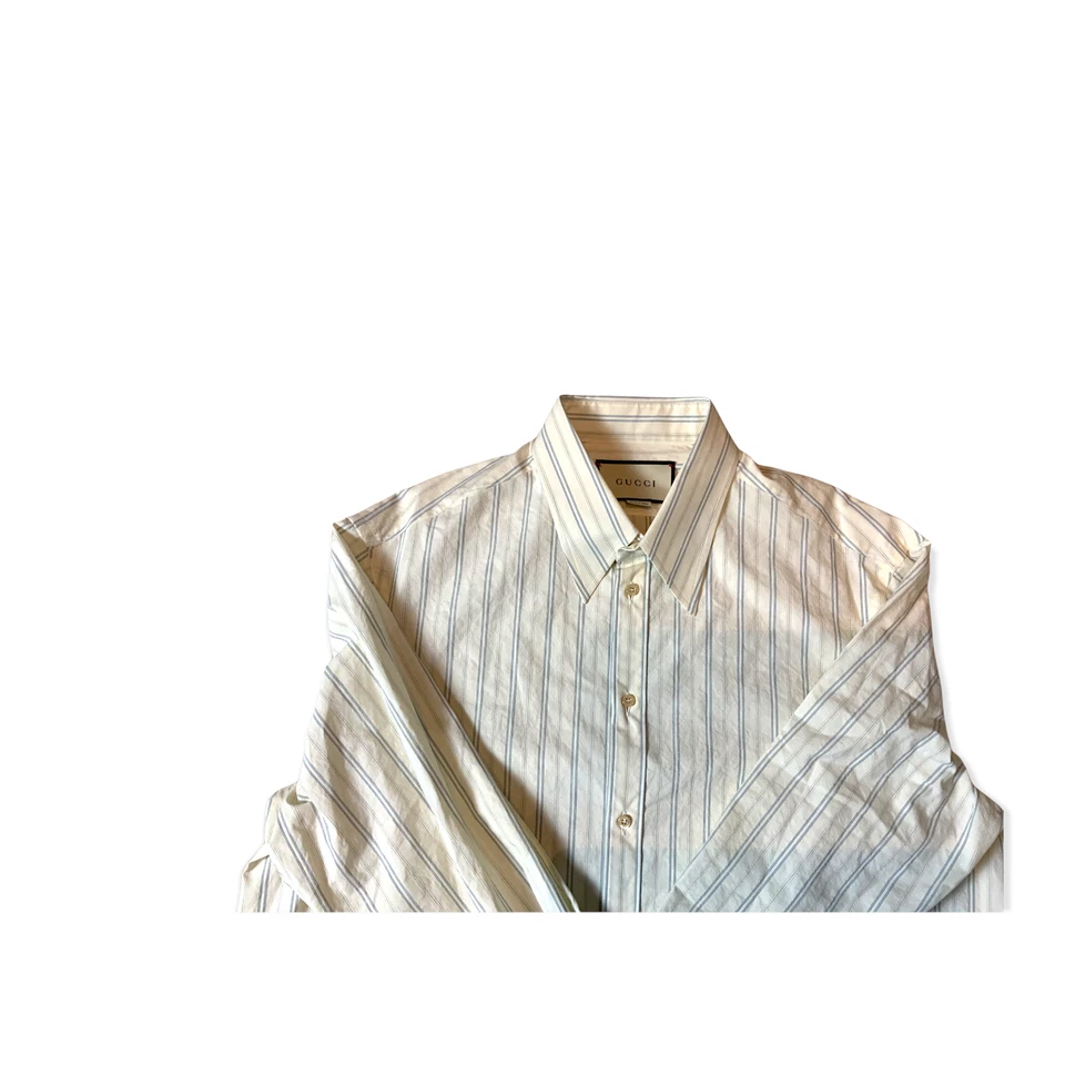 GUCCI Washed Stripe White and Blue Shirt - Image 3 of 4