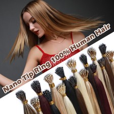 Nano Tip Ring 100 Real Human Hair Extensions Indian/ Remy Micro Beads Bonding