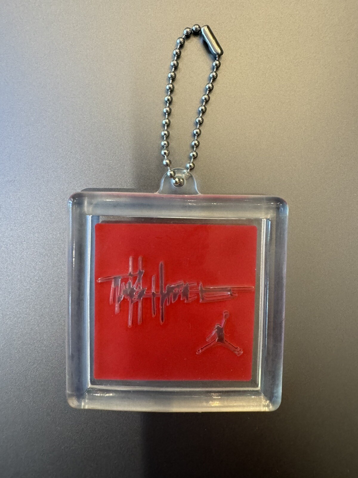 Nike Air Jordan Jumpman Shoe Hang Tag Keychain with Chain RED TINKER HATFIELD