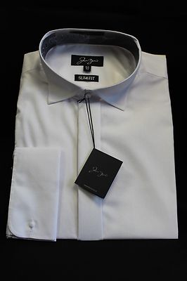 SLIM FIT VICTORIAN WING COLLAR WHITE SHIRTS DOUBLE CUFF UK