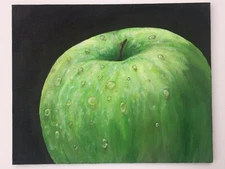 Acrylic apple painting on canvas panel - 8 inches by 10 inches  