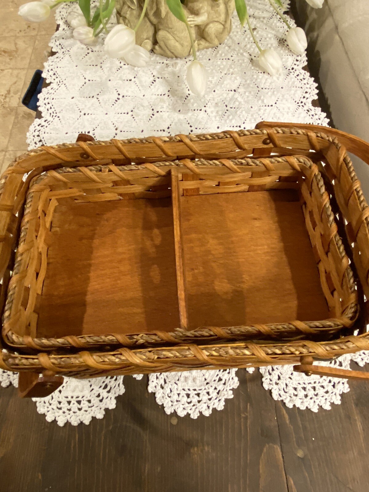 Amish Sewing Basket Handmade Hershberger Covered Insert 2001 Picnic