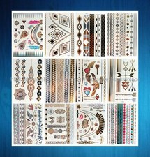 6 sheet Tatoo Flash Waterproof Gold Metallic Temporary Sticker g34to36
