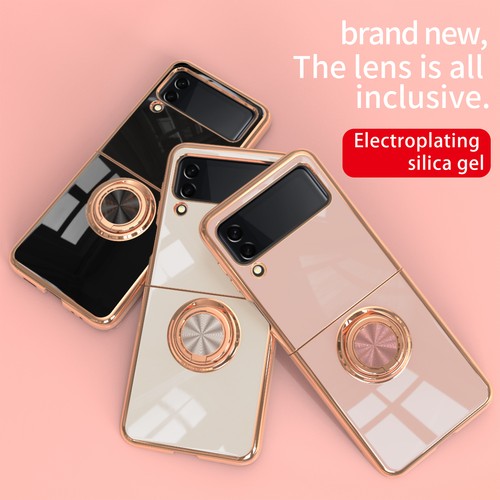 For Samsung Galaxy Z Flip 3 5G Case Magnetic Metal Ring Stand Plating Slim Cover - Picture 12 of 18