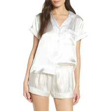 In Bloom by Jonquil Womens Mrs Satin Short Pajama Set XL Ivory The Bride NWT