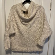Windsor Sweater Womens Fuzzy Mock Neck Relaxed Comfy Oatmeal Sz L