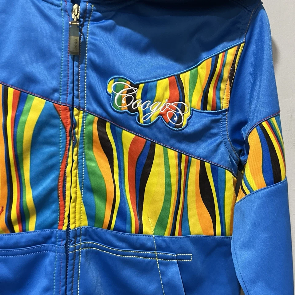 Coogi Track Jacket Full Zip Graphic Menswear Size Small Embroidered Hoodie Blue - Image 3 of 4