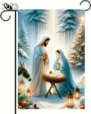 Christmas Garden Flag 12x18 Inches - Double-Sided Nativity garden flag 1