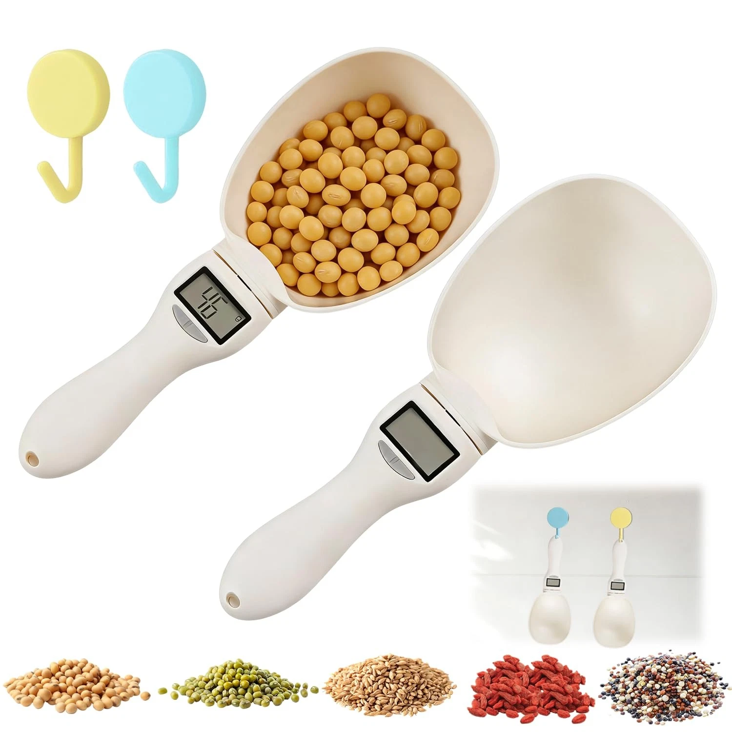 2PCS Digital Measuring Spoon Scale, Adjustable Electronic Measuring Spoon wit...