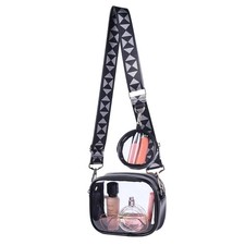 Clearworld Unisex-Adults Clear Crossbody Bag, Black, 7.5"W x 6"H x 2.7"D, Sta...