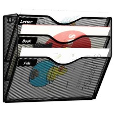 3 Pockets Hanging Wall File Organizer Mail Paper Document Folder Holder Black
