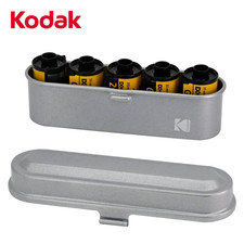 Kodak 35mm Film Case Storage Box Container Organizer Holds 5 Rolls SILVER
