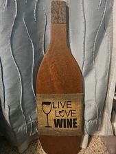 Live Love Wine 25 Inch Rustic Wooden Wine Shaped Wall Decor