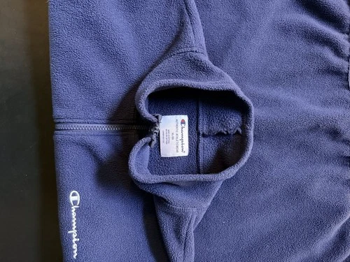 Champion Full Zip Fleece Jacket Size XL, Navy Blue Script Logo. EUC. image 3