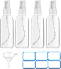 4 Pack 2 Oz (50ml) Mini Spray Bottles Clear Travel Size Spray Bottles Leak Proof