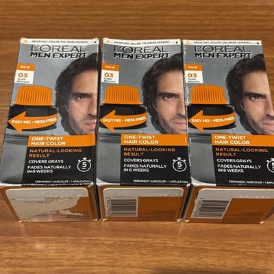 3pk L Oreal Paris Men Expert One-Twist Haircolor Permanent Hair Color Dark Brown