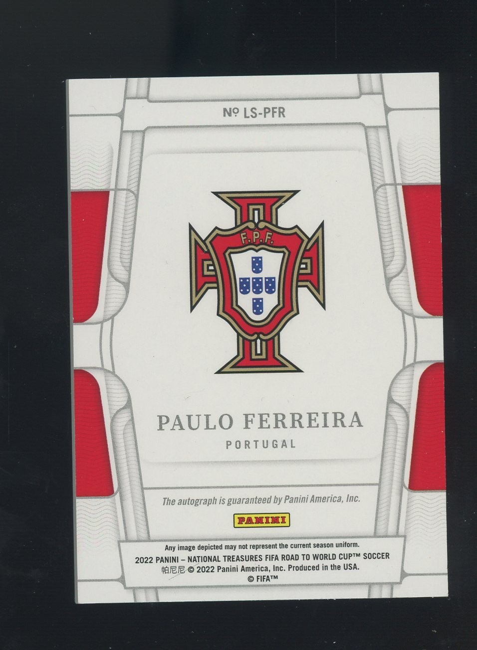 2022 National Treasures FIFA World Cup Soccer Red Paulo Ferreira AUTO 20/25 view 2