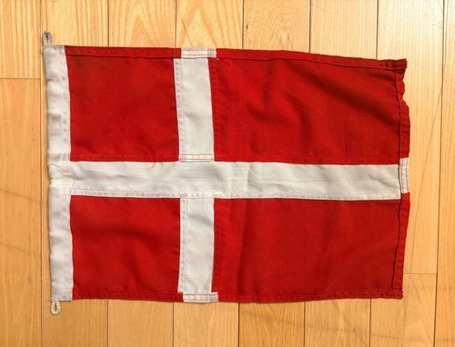 Vintage Cotton Denmark Flag 1960s 12x16.5