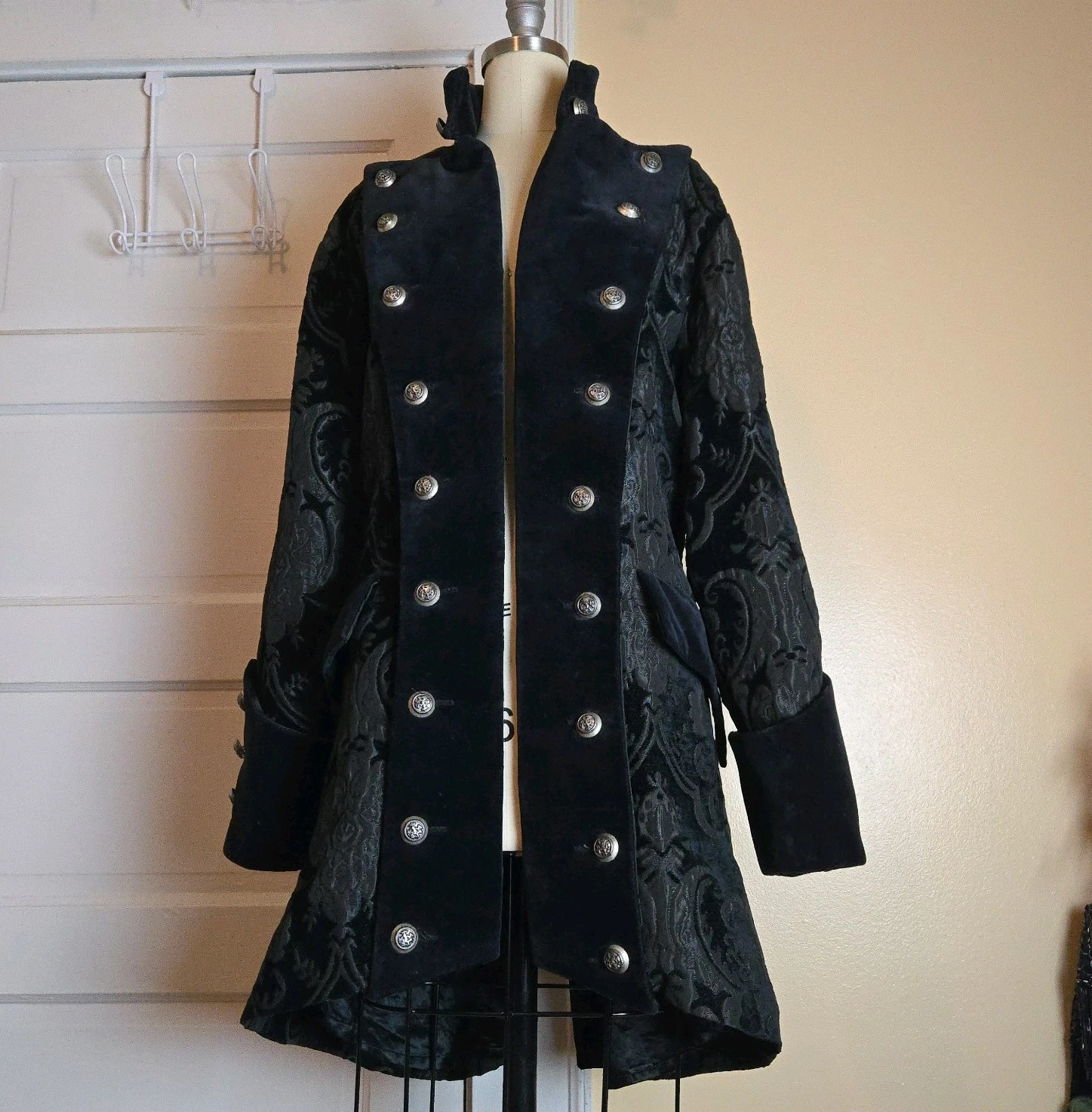 Shrine Hollywood California black brocade gothic steampunk military vampire coat image 1