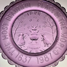 Sandwich MA Most Beautiful Place Peter Rabbit Home TWB Pairpoint Glass Cup Plate