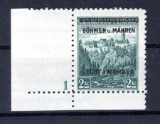 Bohemia 14PlNr 1 With Plate Number MNH Mint (DA5193