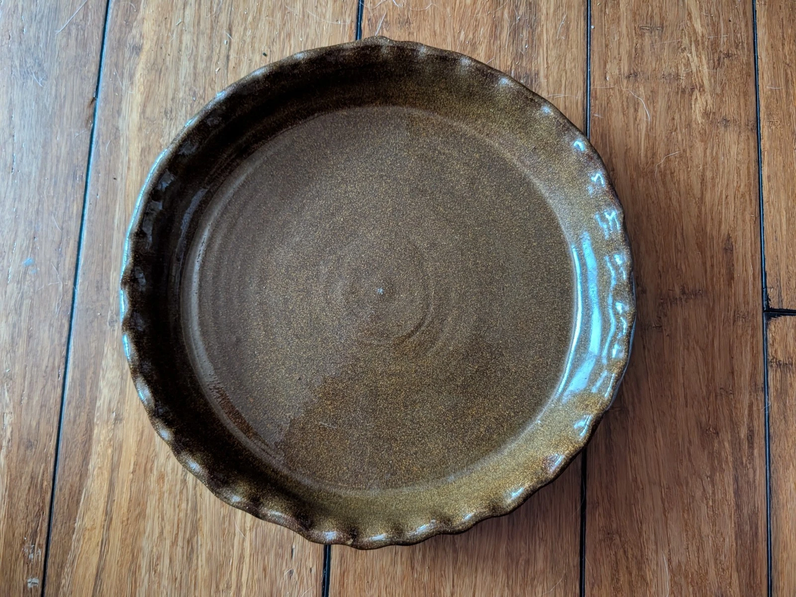 Bybee Kentucky Pottery Brown Glazed 9.5" Pie Plate Vintage Stoneware Baking Dish