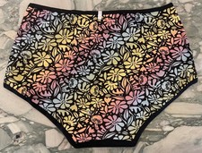 NEW Victoria Secret PINK Cotton Trim Boyshort - Black Multi Groovy Garden - XXL