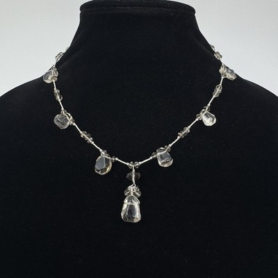 Artisan Made Sterling Silver Genuine Quartz Bead Necklace 17 