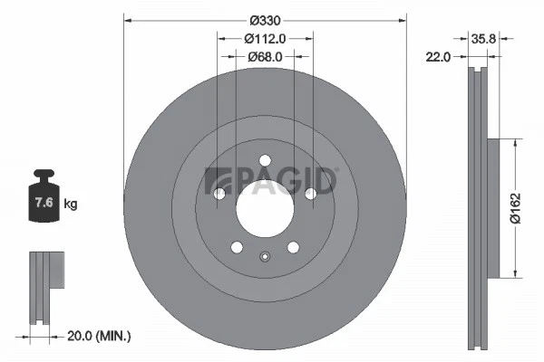 2x Disque De Frein PAGID Intérieur Ventilé Ø330 Pour Audi A4 Avant 8W5 B9 8WD - Photo 1/1