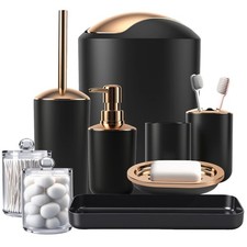 9 Pieces Black Bathroom Accessories Set, Gorgeous Bathroom Set, Trash Can, To...