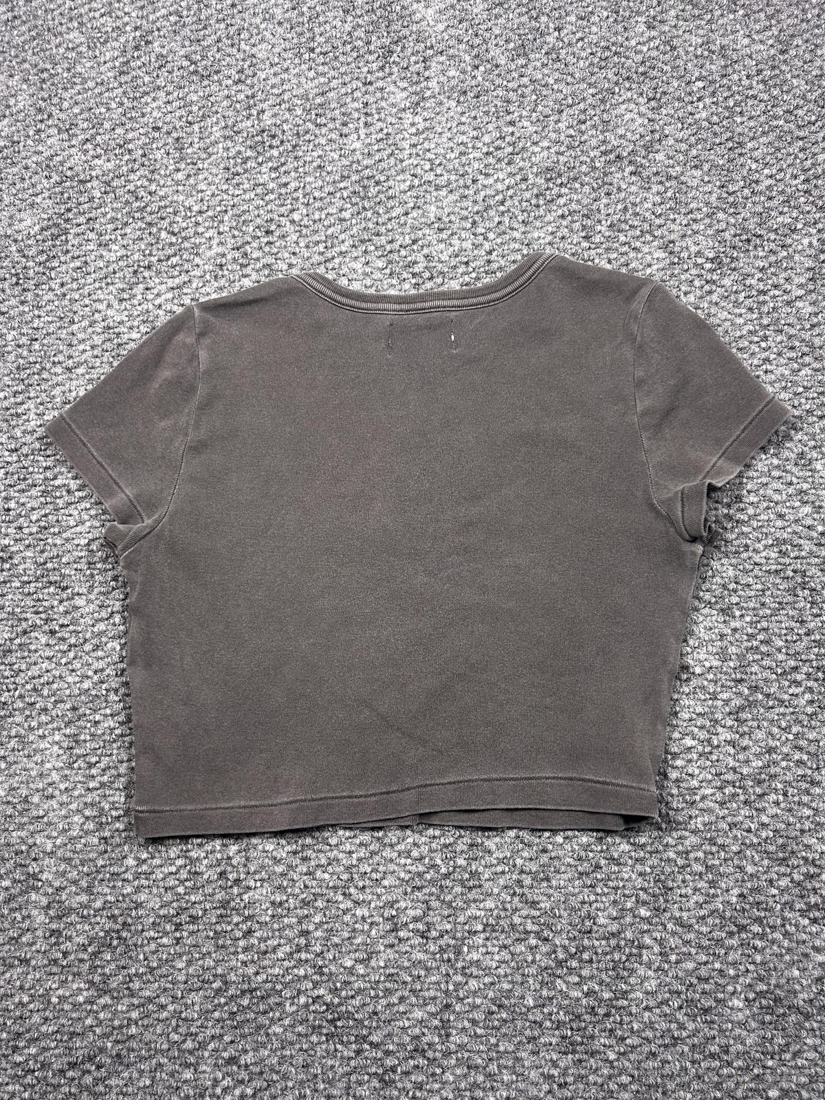 Elwood Shirt Womens Medium Gray Organic Cotton Crop Top Tee Casual Fitted