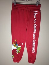 Dr. Seuss The Grinch Red Graphic Christmas Joggers Sweatpants S 4-6 Holidays