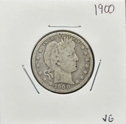 1900 Barber Quarter, 90% Silver, VG, Very Nice, Low Mintage! 🔥🔥