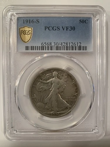 1916 s Walking Liberty Half Dollar Cerified PCGS VF30