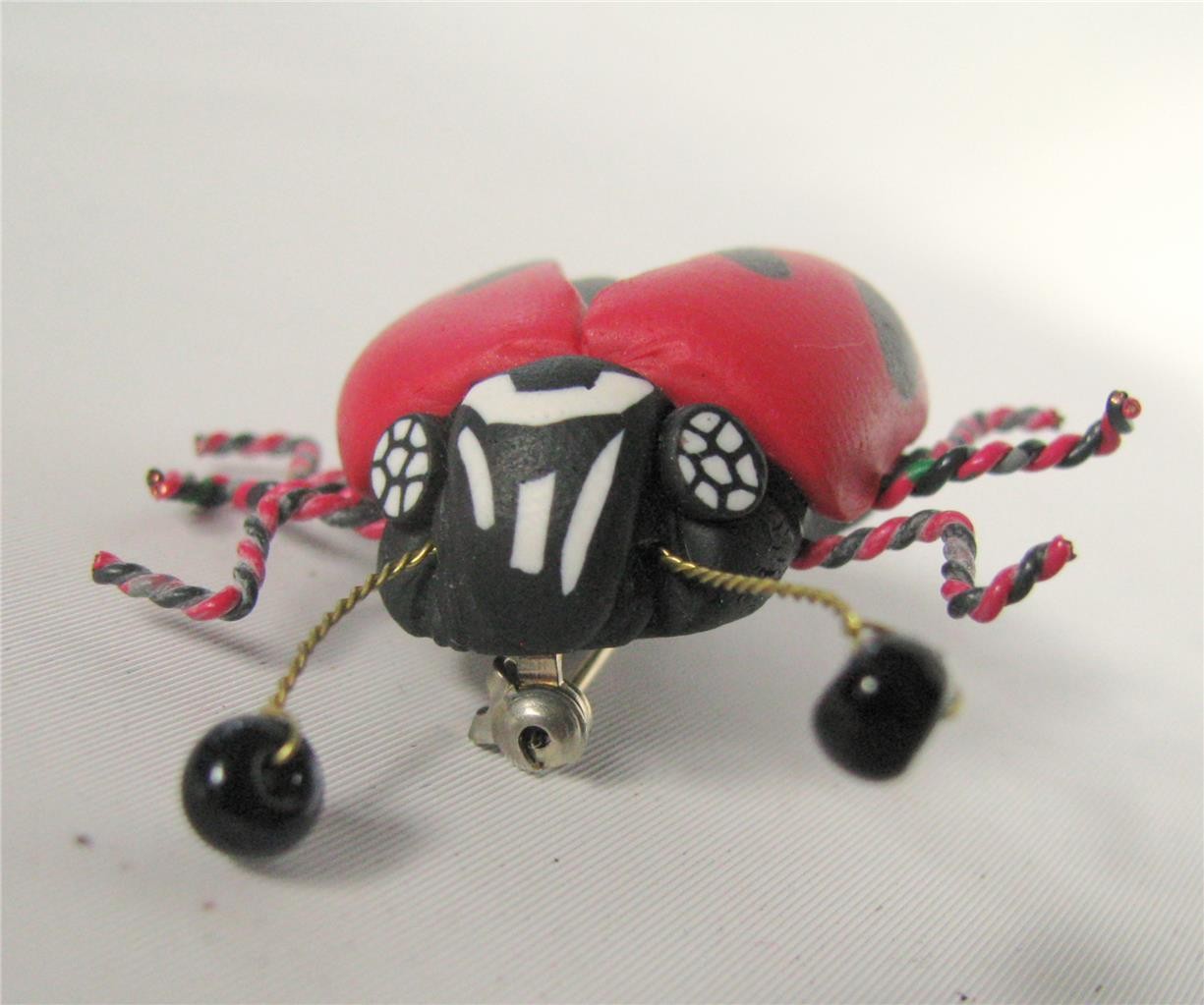 Artisan Polymer Clay Ladybug Beetle Bug Insect Br… - image 3