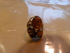 Vintage Sterling Silver Natural Amber Huge Ring sz 8 . 925