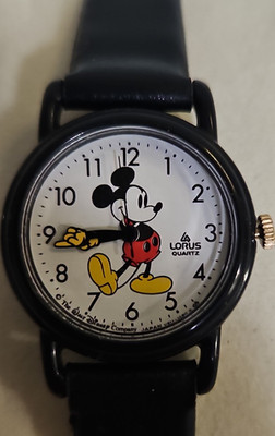 Lorus Mickey Mouse Quartz Analog Watch Black Plastic Strap Arabic Numerals